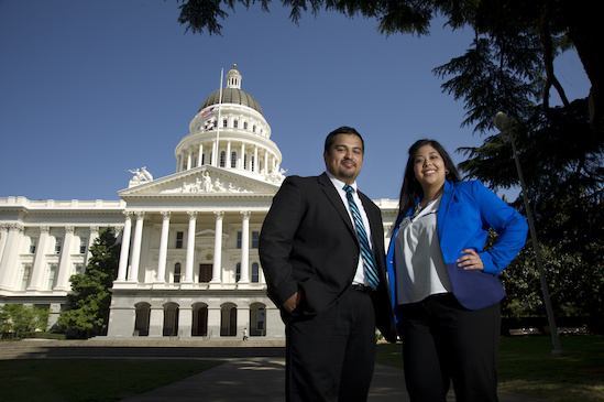 ""Students standing in front of the Capitol Building