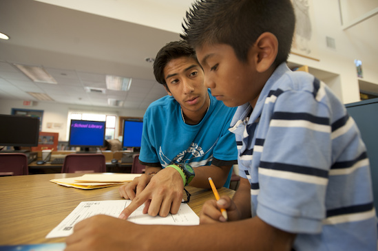 UCD student tutoring elementary school student