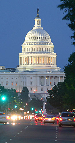 US State Capitol Building in evening