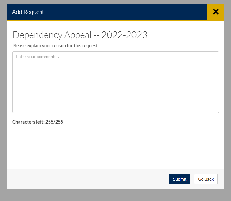 Dependency Appeal Request