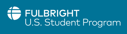 Fulbright U.S. Student Program logo, white text and globe icon on teal background