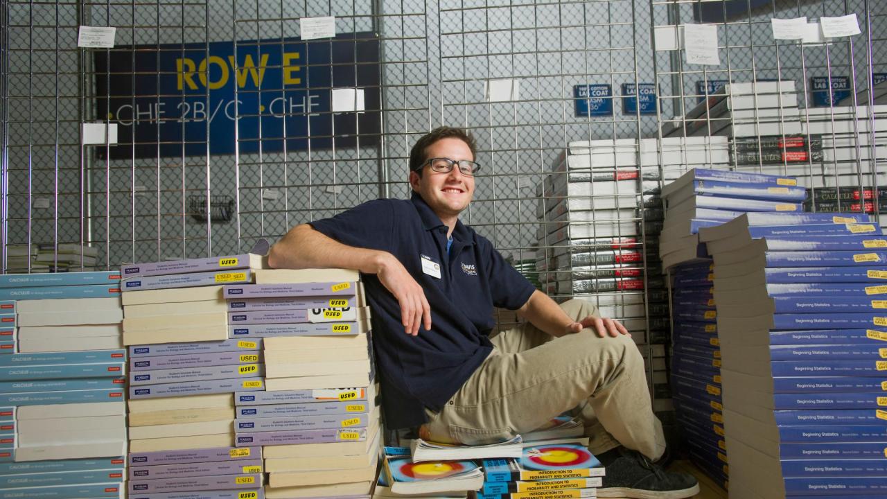 Student employee at the bookstore