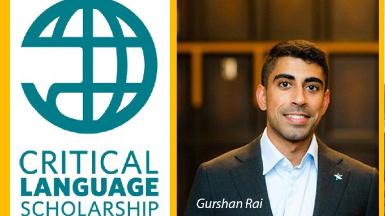 Critical Language Scholarship logo and headshot of Gurshan Rai