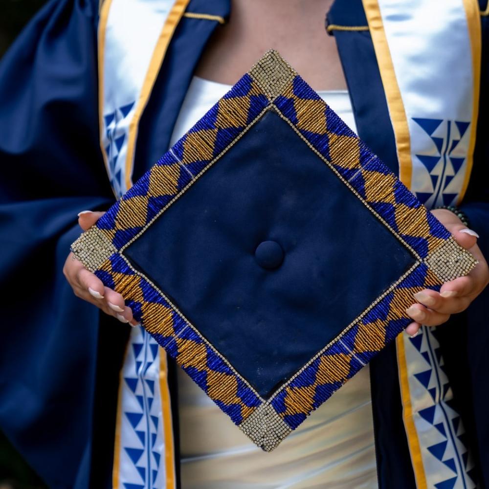 Native American graduate with mortarboard