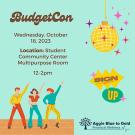 BudgetCon graphic with disco dancers and ball