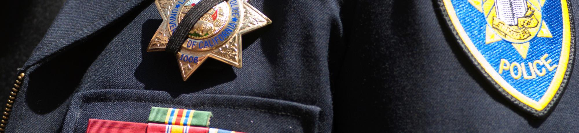 Close up of police officer badge