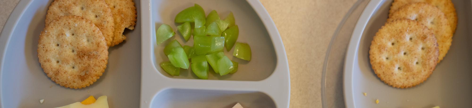 Close-up of a child's plate with food